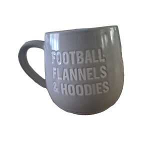 Coffee Mug Cup Football Flannels Hoodies Light Gray White Letters